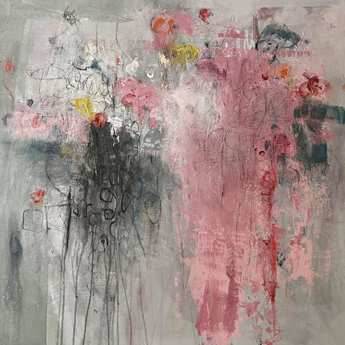 Between Heaven and Earth : Morning Sky Turns a Brilliant Pink by Stephanie Visser, Painting for Sale on Select