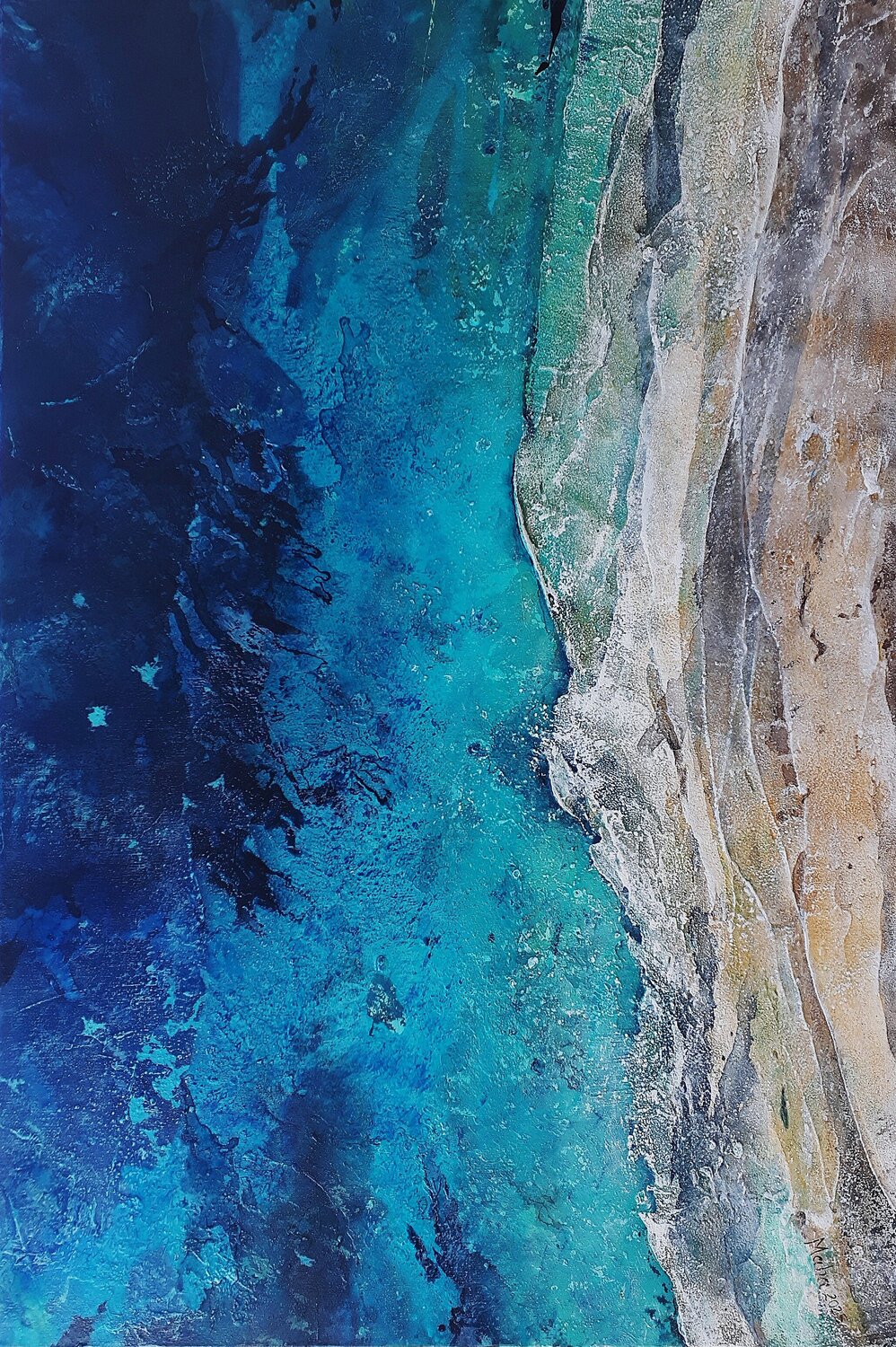 SC 220_Blue Shore Martina Hartusch Original painting for sale