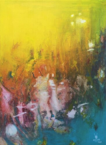 Komposition in 3 Farben by Mo Güttinger, Painting for Sale on Select