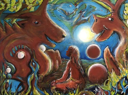 Mond 3 by Mo Güttinger, Painting for Sale on Select
