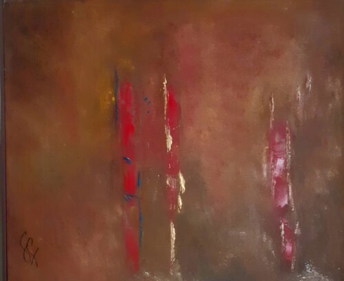 feu tranquille... en surface  --abstraction N°45 by Denise Fourier, Painting for Sale on Select
