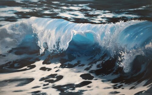 Blue Wave's Embrace by Iryna Buivolova, Painting for Sale on Select