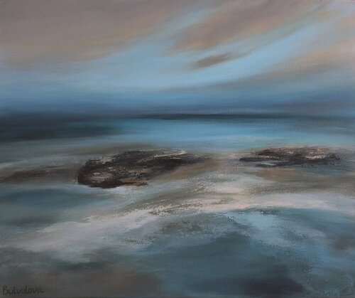 Daybreak Over the Coastal Rocks by Iryna Buivolova, Painting for Sale on Select