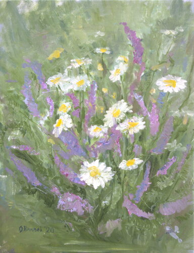 Chamomiles by Oleg Kamaev, Painting for Sale on Select