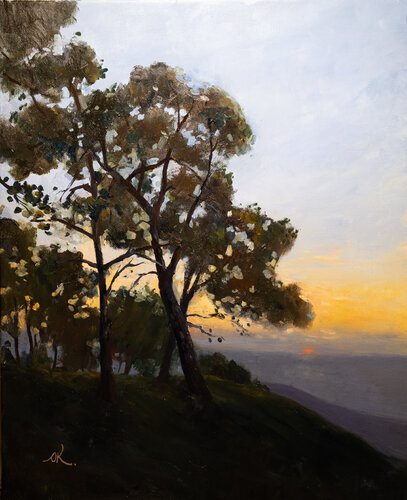 Sunset On Carmel Mountain Near Haifa by Oleg Kamaev, Painting for Sale on Select