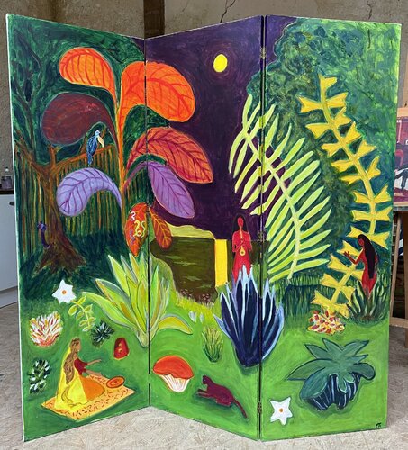 Indian Jungle Screen by Michel TESTARD, Painting for Sale on Select