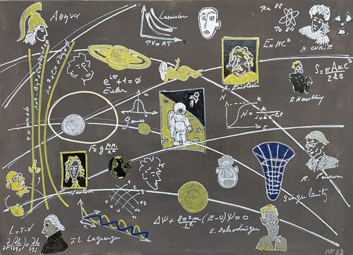 Maths and Cosmology by Michel TESTARD, Painting for Sale on Select