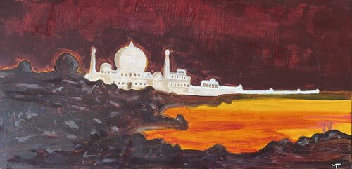 Fairy Taj Mahal at night by Michel TESTARD, Painting for Sale on Select