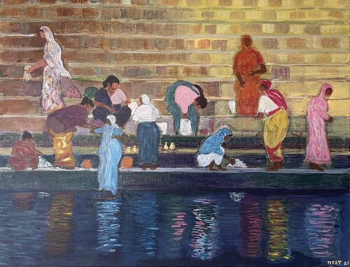 Benares Ghats by Michel TESTARD, Painting for Sale on Select