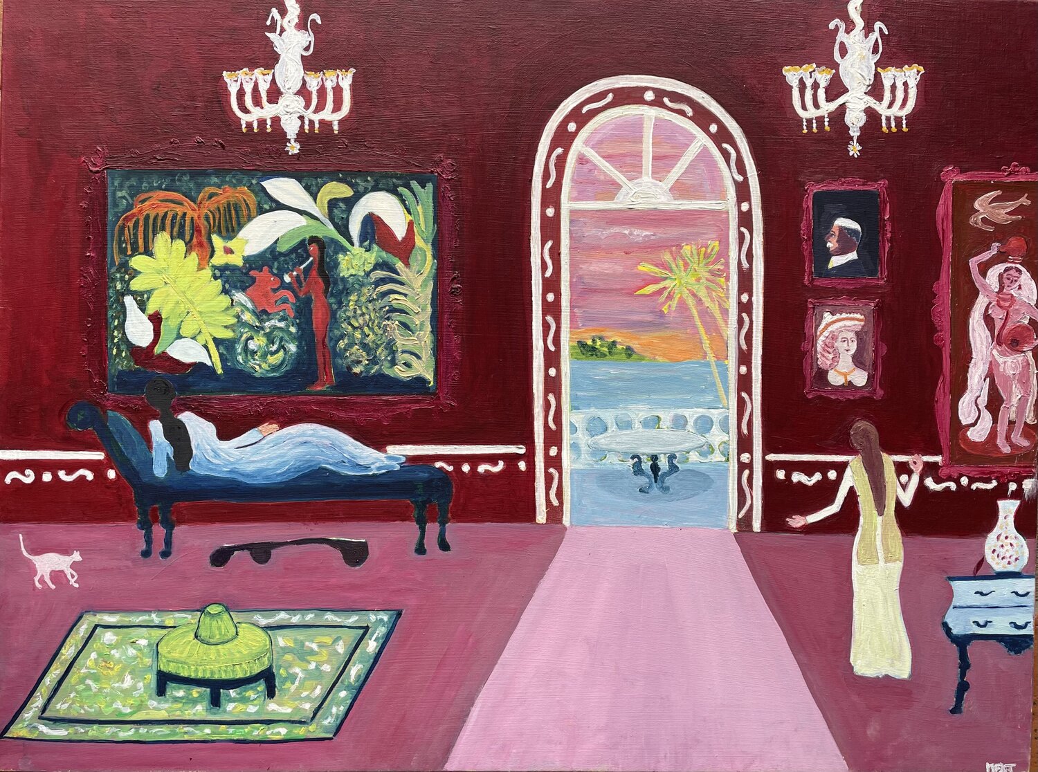Goa, drawing room with a view Michel TESTARD Original painting for sale