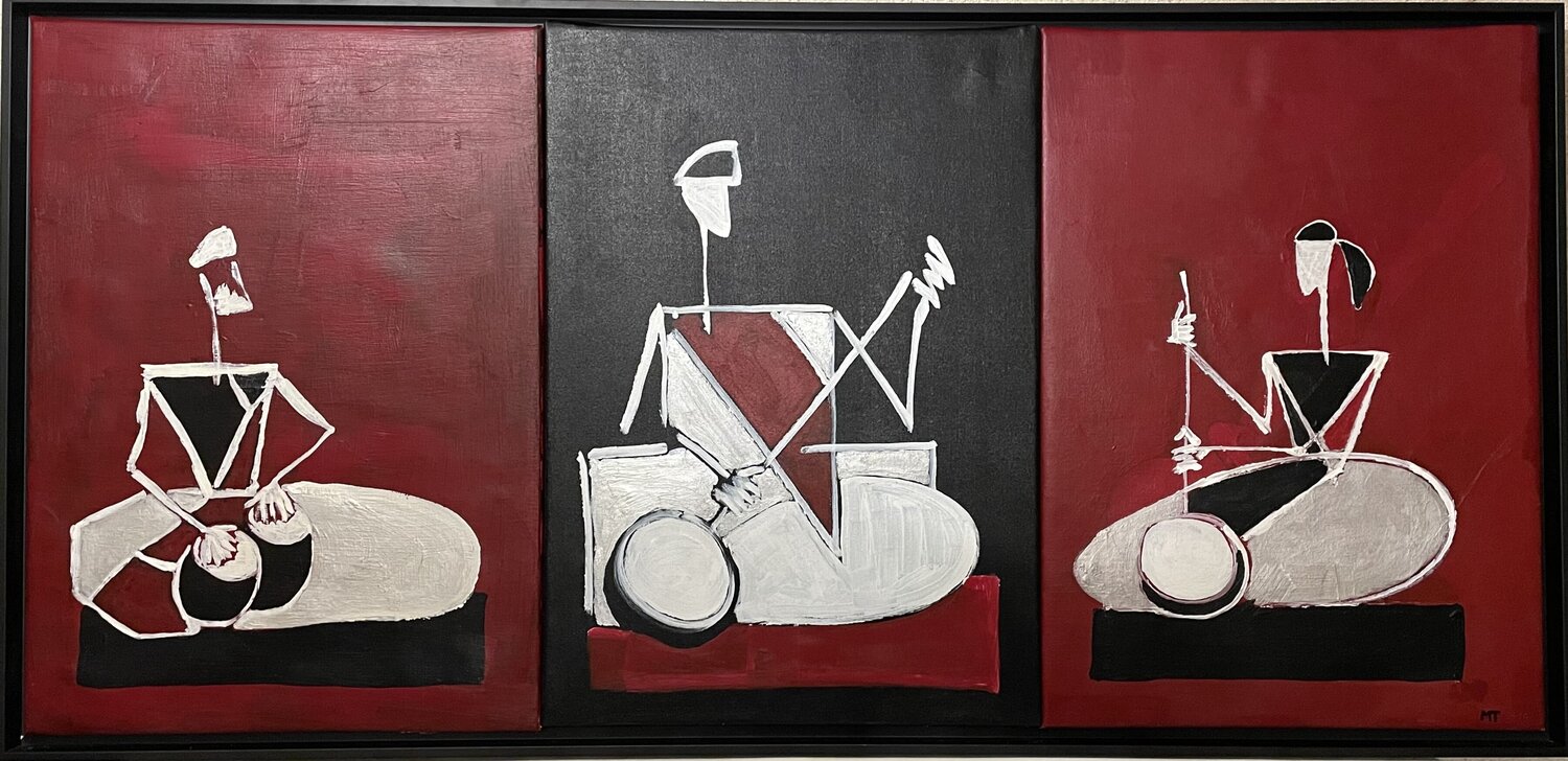 Sitar Trio Triptych Michel TESTARD Original painting for sale