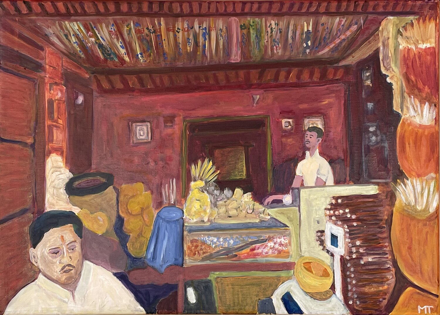 Nagaur bazaar, dukhan shop Michel TESTARD Original painting for sale