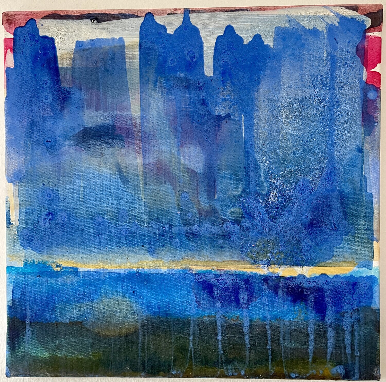 Blau-Goldene Landschaft Anna Eibl-Eibesfeldt Original painting for sale