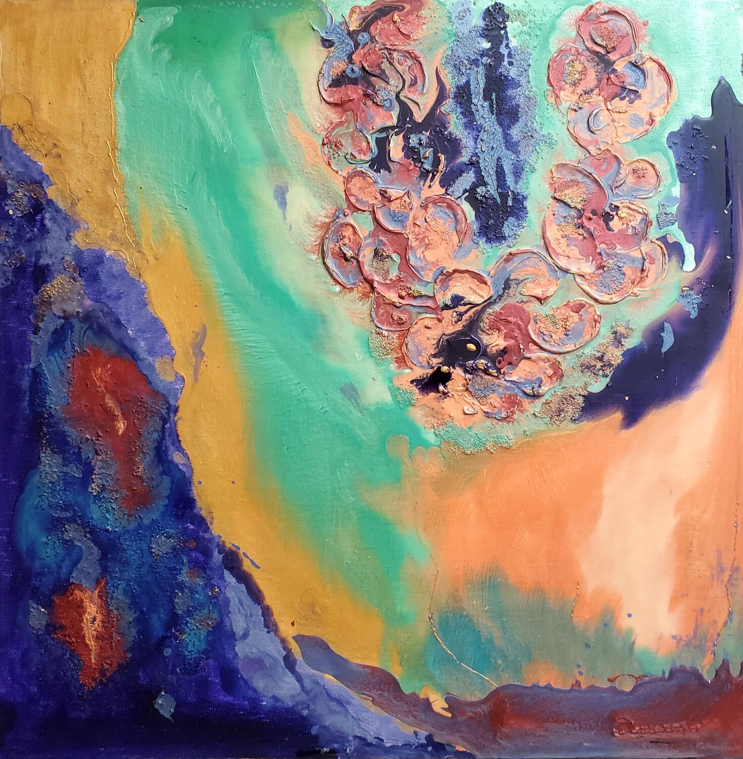 PINK FLOWERS Maggie Romanovici Original painting for sale