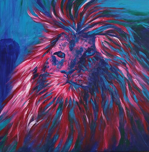 Portrait of a Lion by Elena Grigore, Painting for Sale on Select