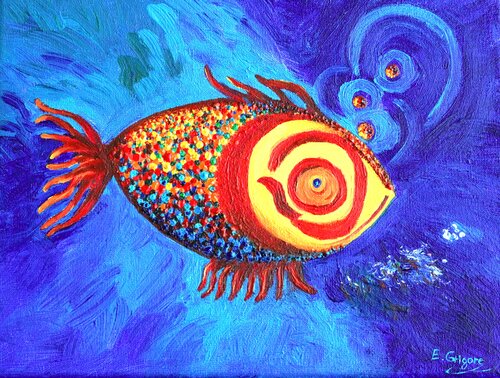 Traveling through the Ocean by Elena Grigore, Painting for Sale on Select