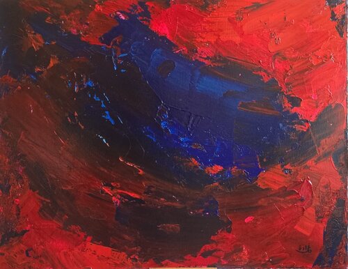 Storm of blue and red by Ghada A., Painting for Sale on Select