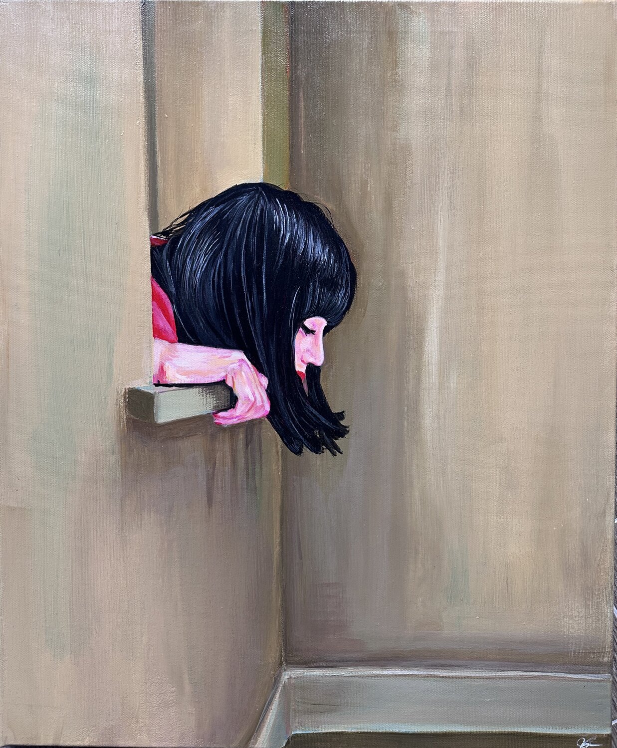 Série - "Entre<2>" #2 - Window Souad BRIZIN Original painting for sale