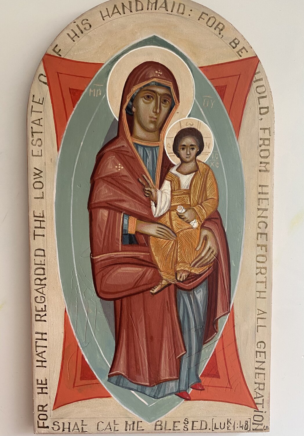 Vierge Marie en majesté (d'après l'icône de Florynka, première moitié du XVIe siècle) Maria Magdalena Lazar Original painting for sale