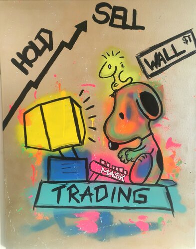 Hold or Sell | Snoopy trading by Ma$k V., Painting for Sale on Select