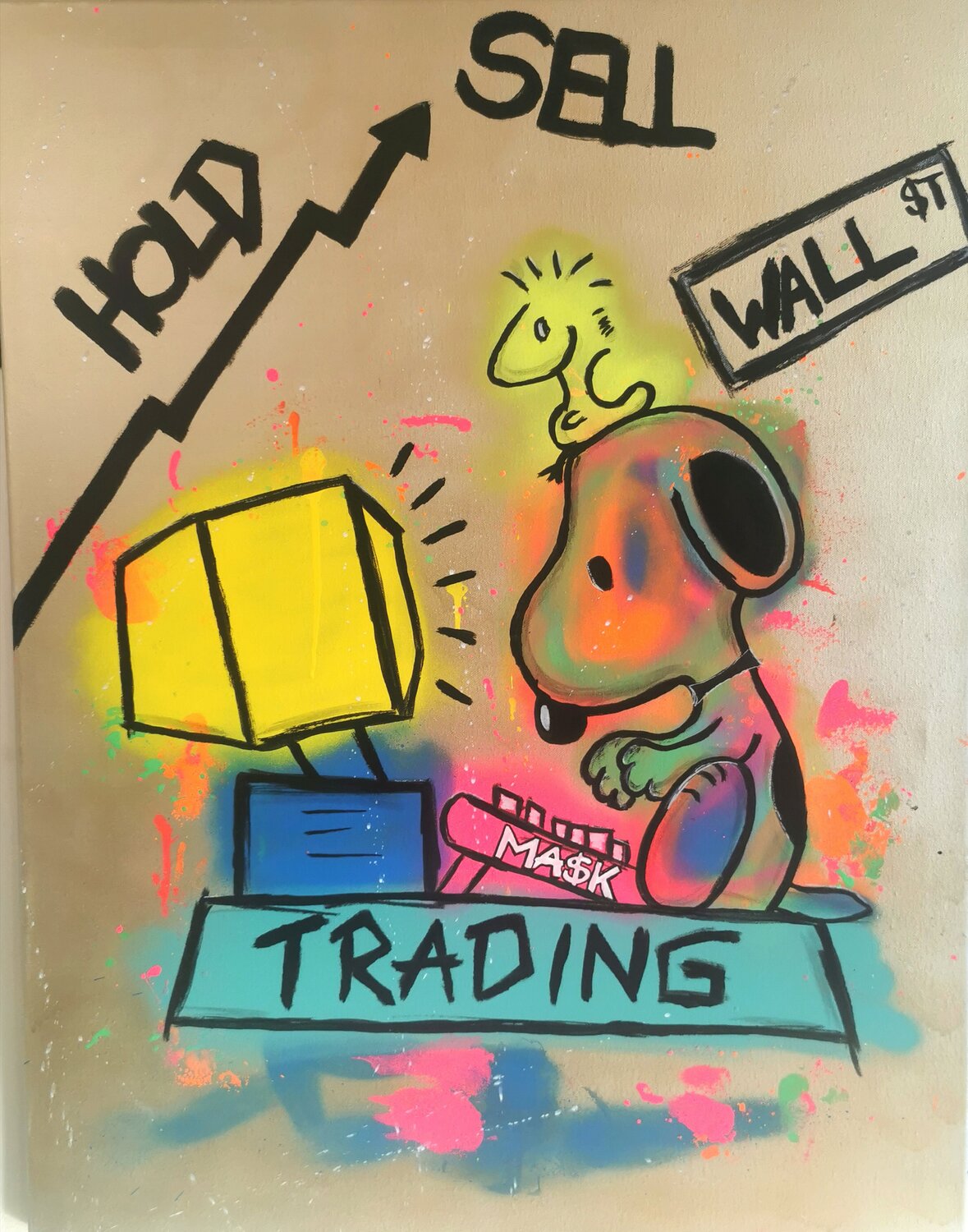 Hold or Sell | Snoopy trading Ma$k V. Original painting for sale