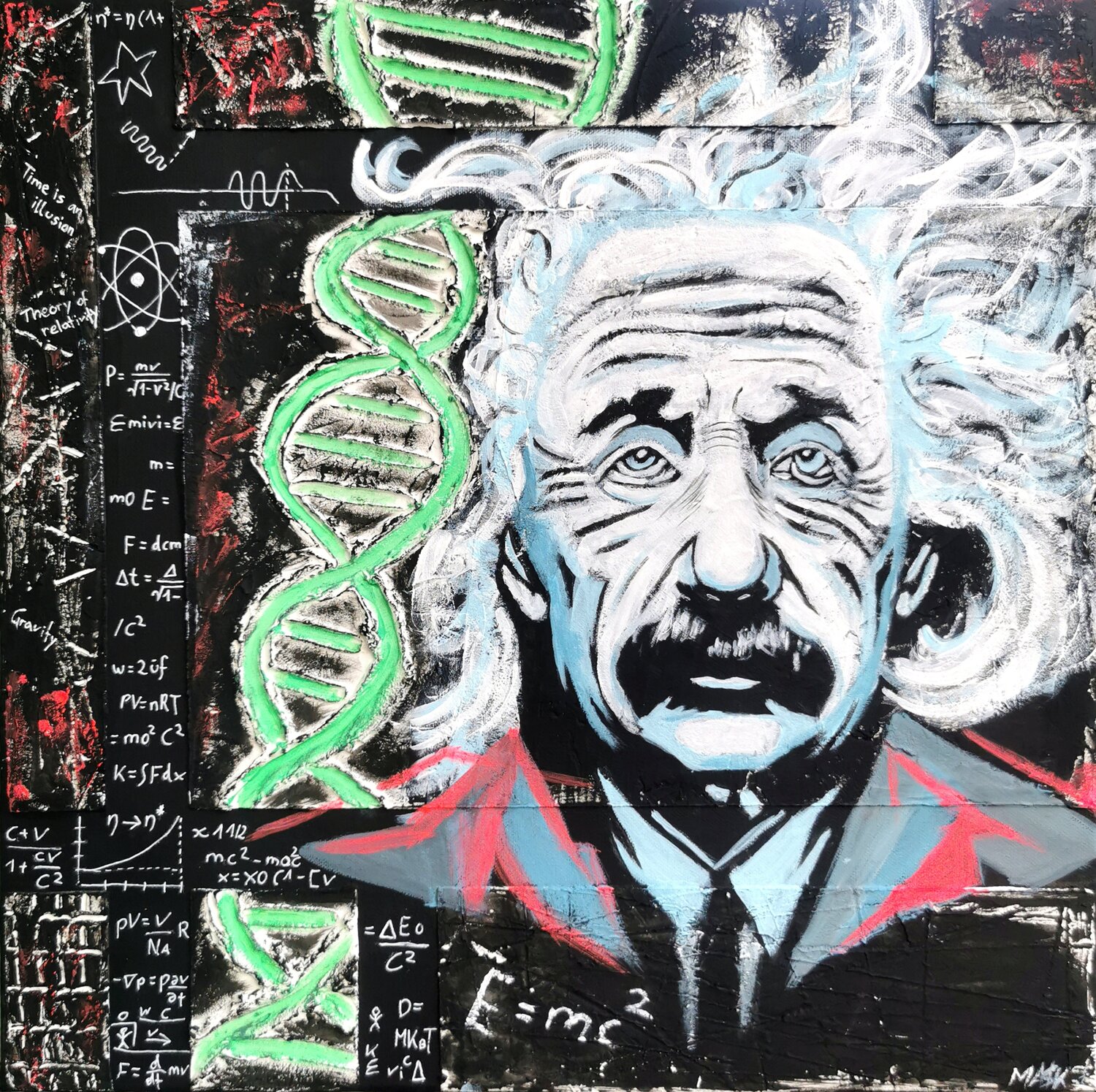 Albert Einstein x DNA |  The Genius within Ma$k V. Original painting for sale