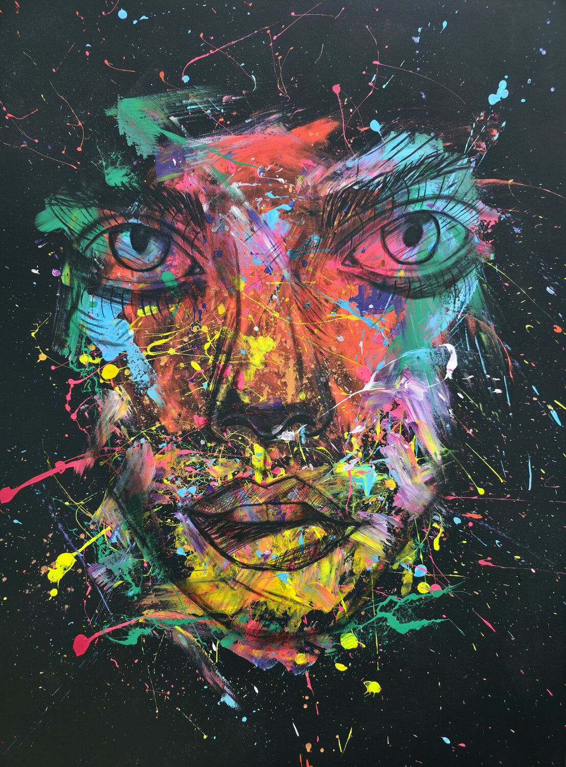The painted Silence Ma$k V. Original painting for sale
