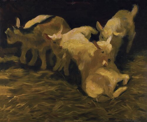 Goats 2 by Robert Nizamov, Painting for Sale on Select