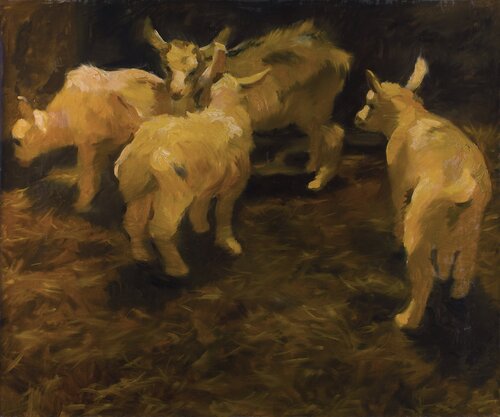 Goats 3 by Robert Nizamov, Painting for Sale on Select