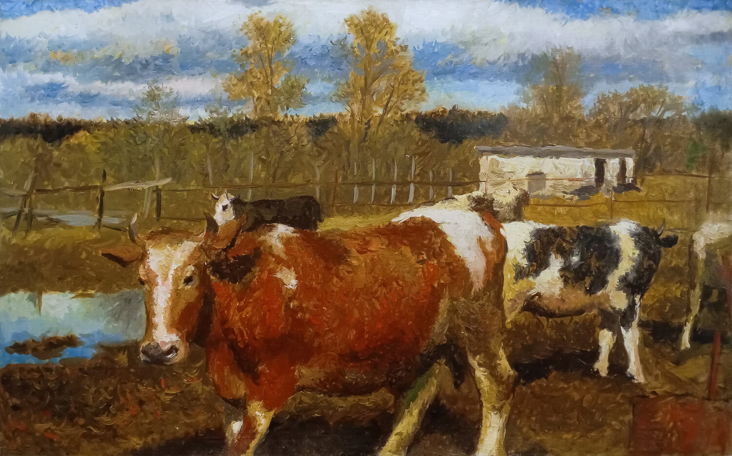 Cows 3 Robert Nizamov Original painting for sale