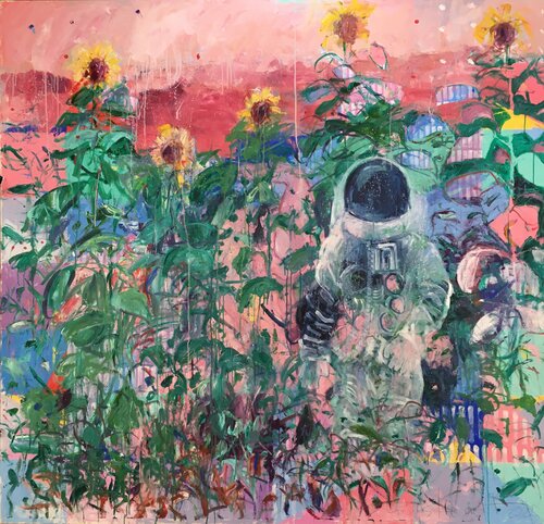 Of Sky and Earth #39 (Astronaut) by Stephen Linsteadt, Painting for Sale on Select