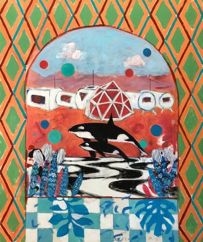 Orcas on Mars by Stephen Linsteadt, Painting for Sale on Select
