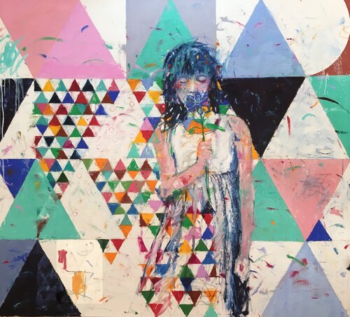 The Dreamer Finds a Blue Flower by Stephen Linsteadt, Painting for Sale on Select