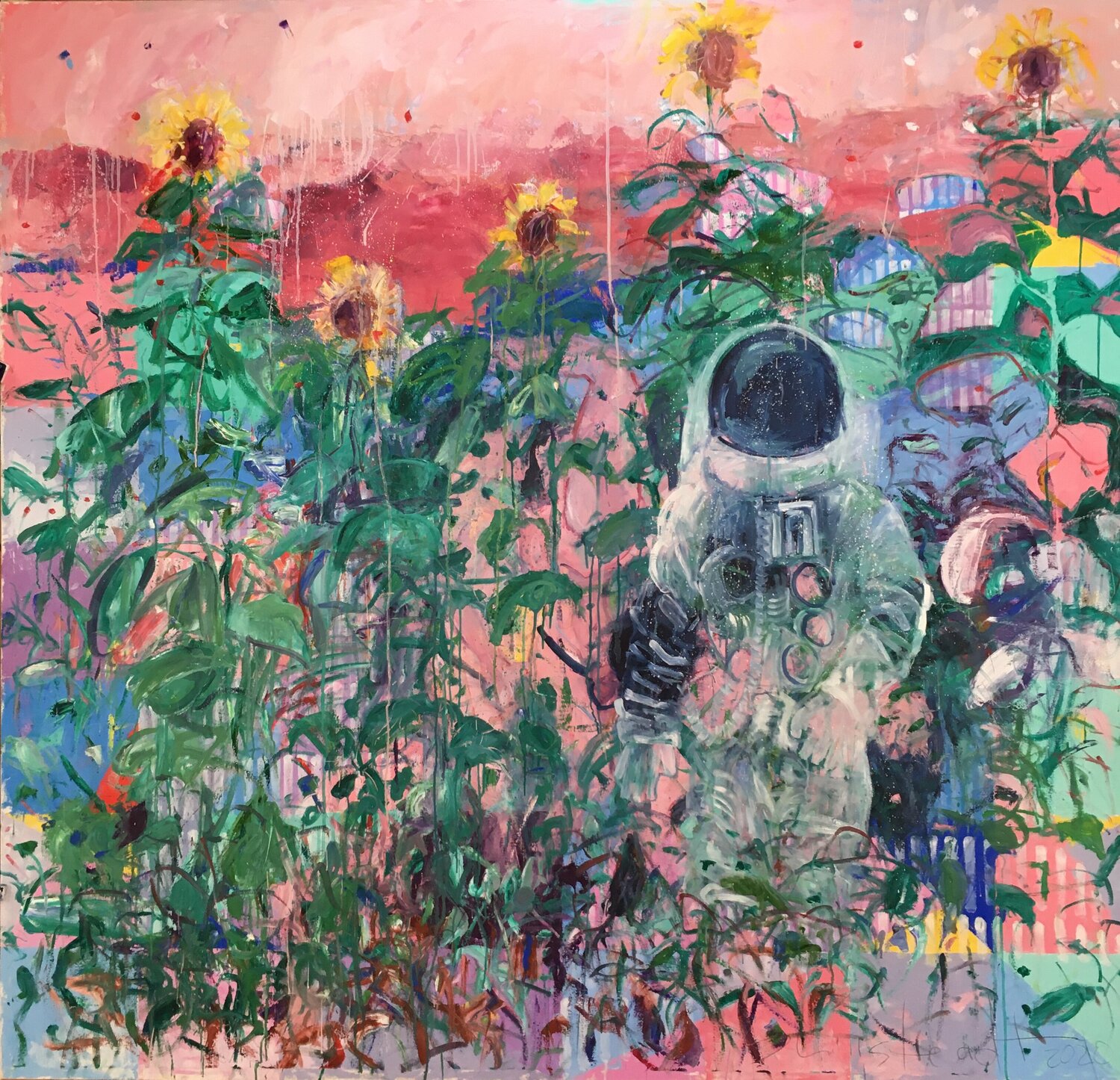 Of Sky and Earth #39 (Astronaut) Stephen Linsteadt Original painting for sale