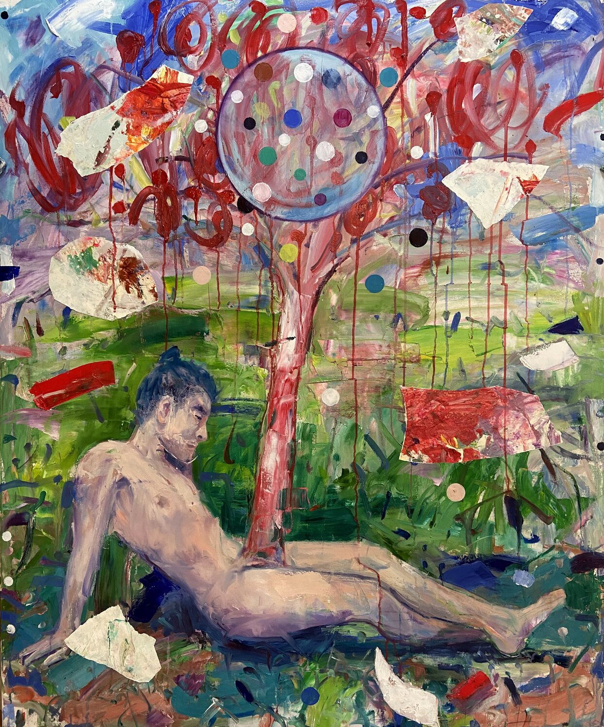 Alchemical Studies IV (Dying Man) Stephen Linsteadt Original painting for sale