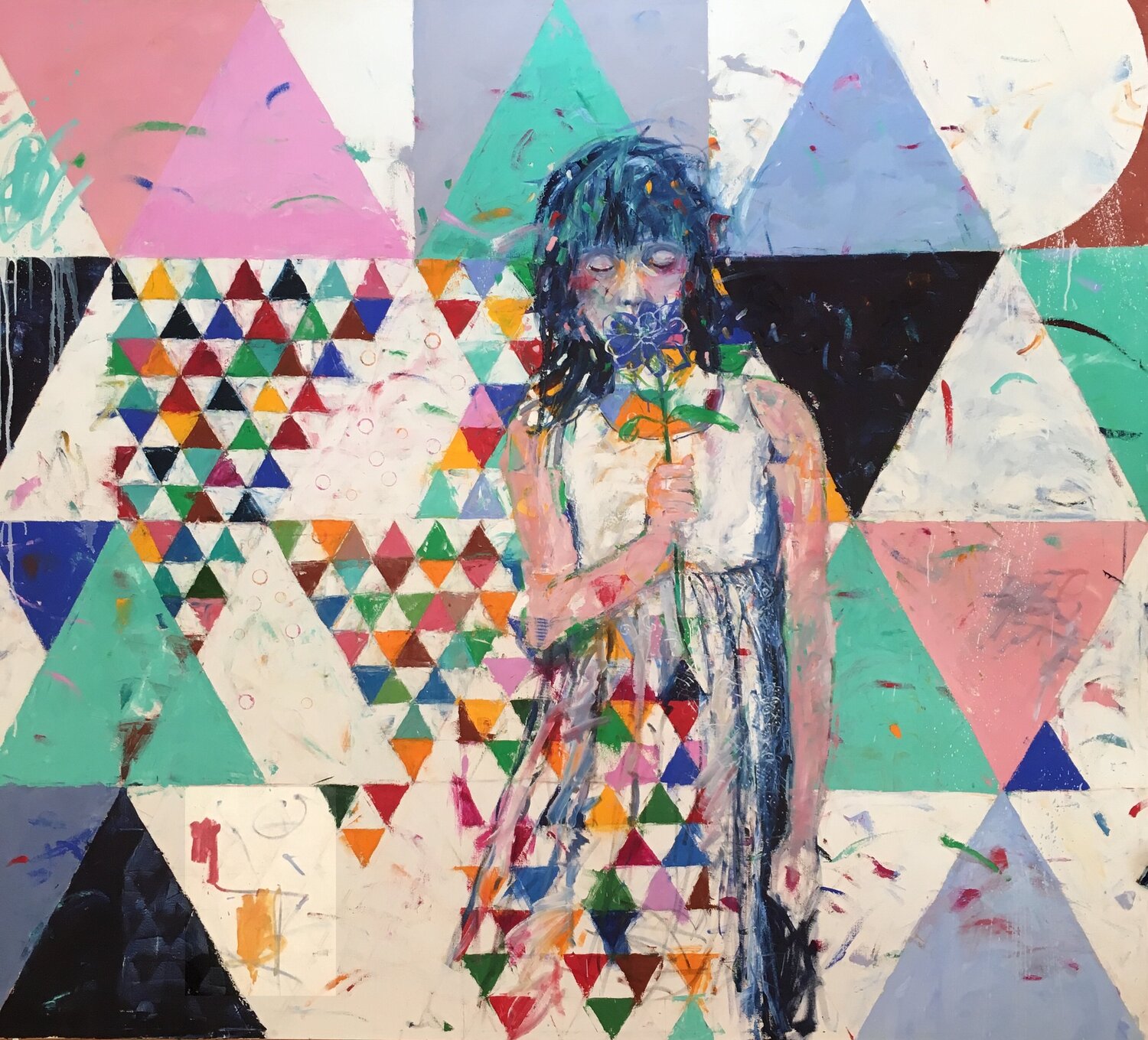 The Dreamer Finds a Blue Flower Stephen Linsteadt Original painting for sale