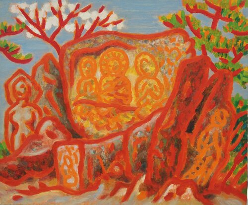 The rock-carved Buddha by Youn Sung Park, Painting for Sale on Select