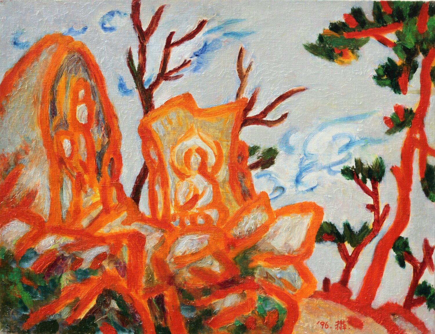 The rock-carved Buddha Youn Sung Park Original painting for sale