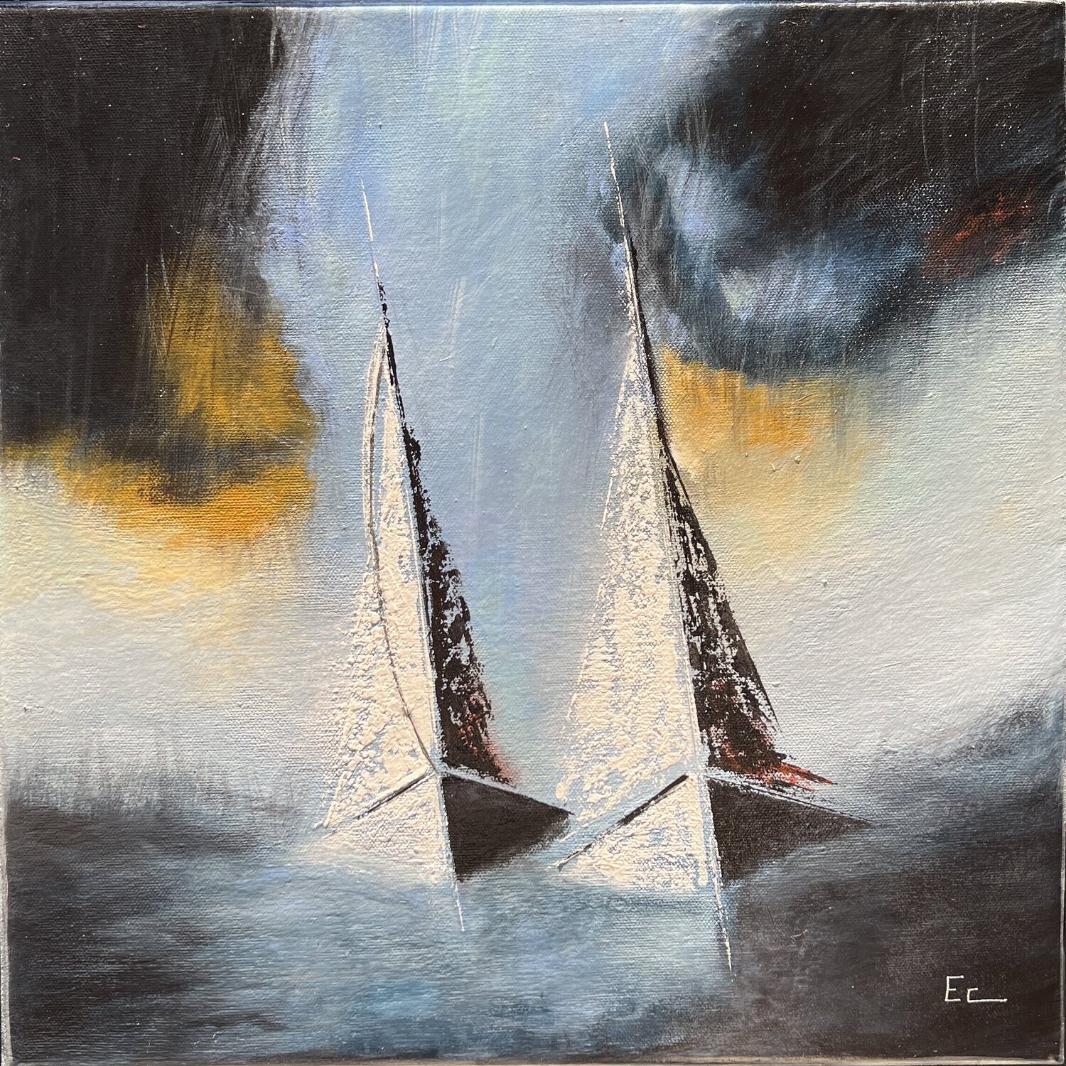 “Les bateaux…” Emilie CERLES Original painting for sale