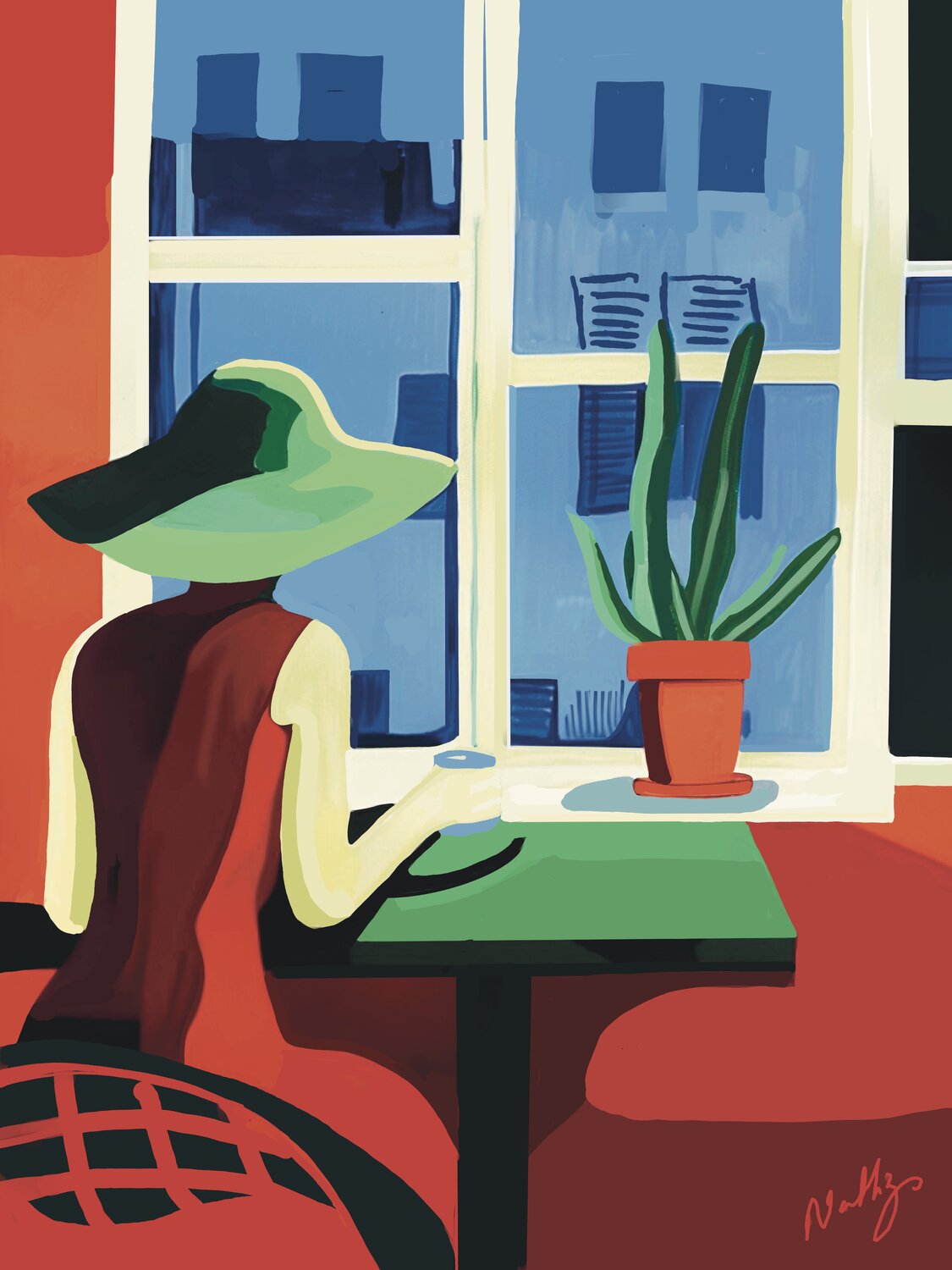 La femme en rouge NATHZ Original painting for sale