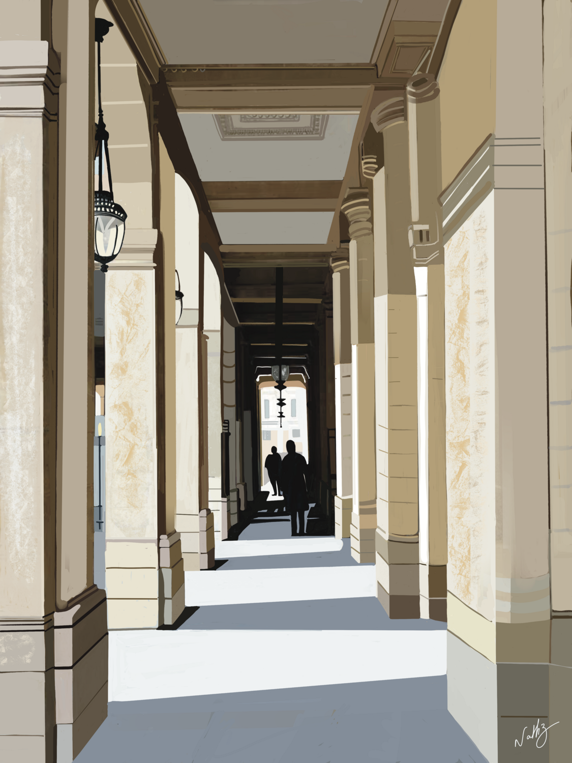 Marche au Palais Royal NATHZ Original painting for sale