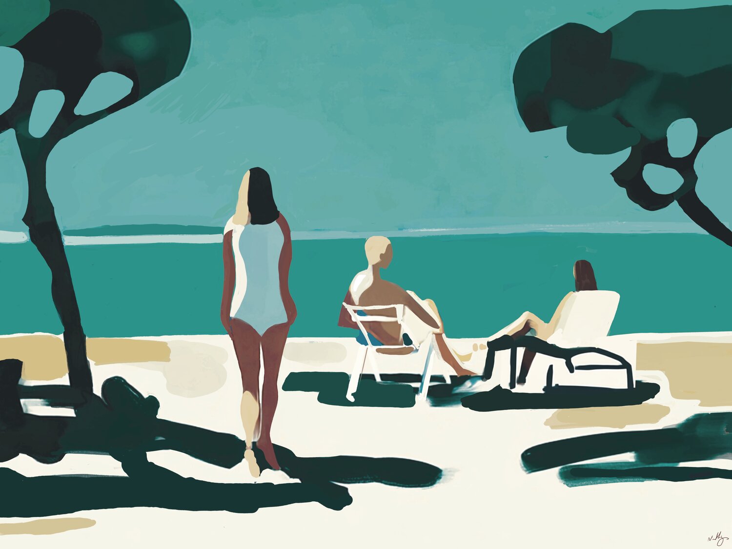 Going to the beach NATHZ Original painting for sale