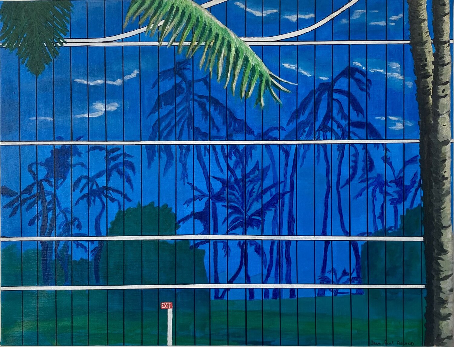 Rencontre du végétal et de l'architecture à Miami Jean Paul ROLAND Original painting for sale