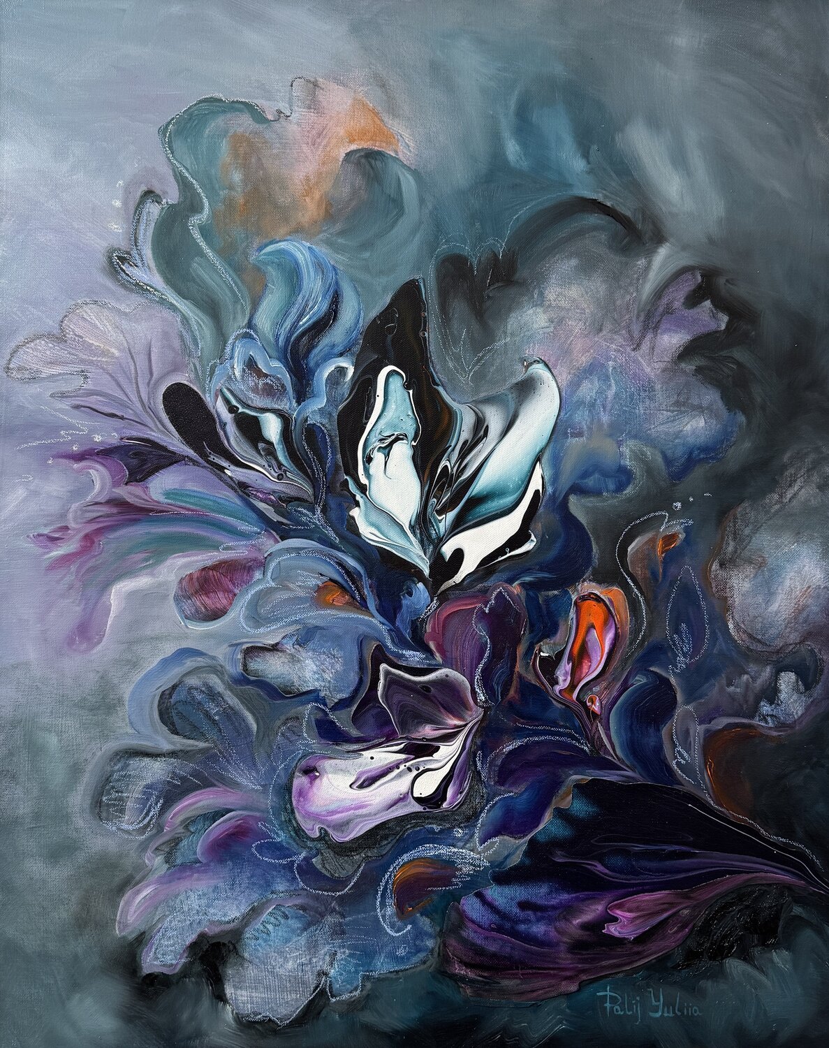 Shimmering blue Yuliia Poraiko Original painting for sale