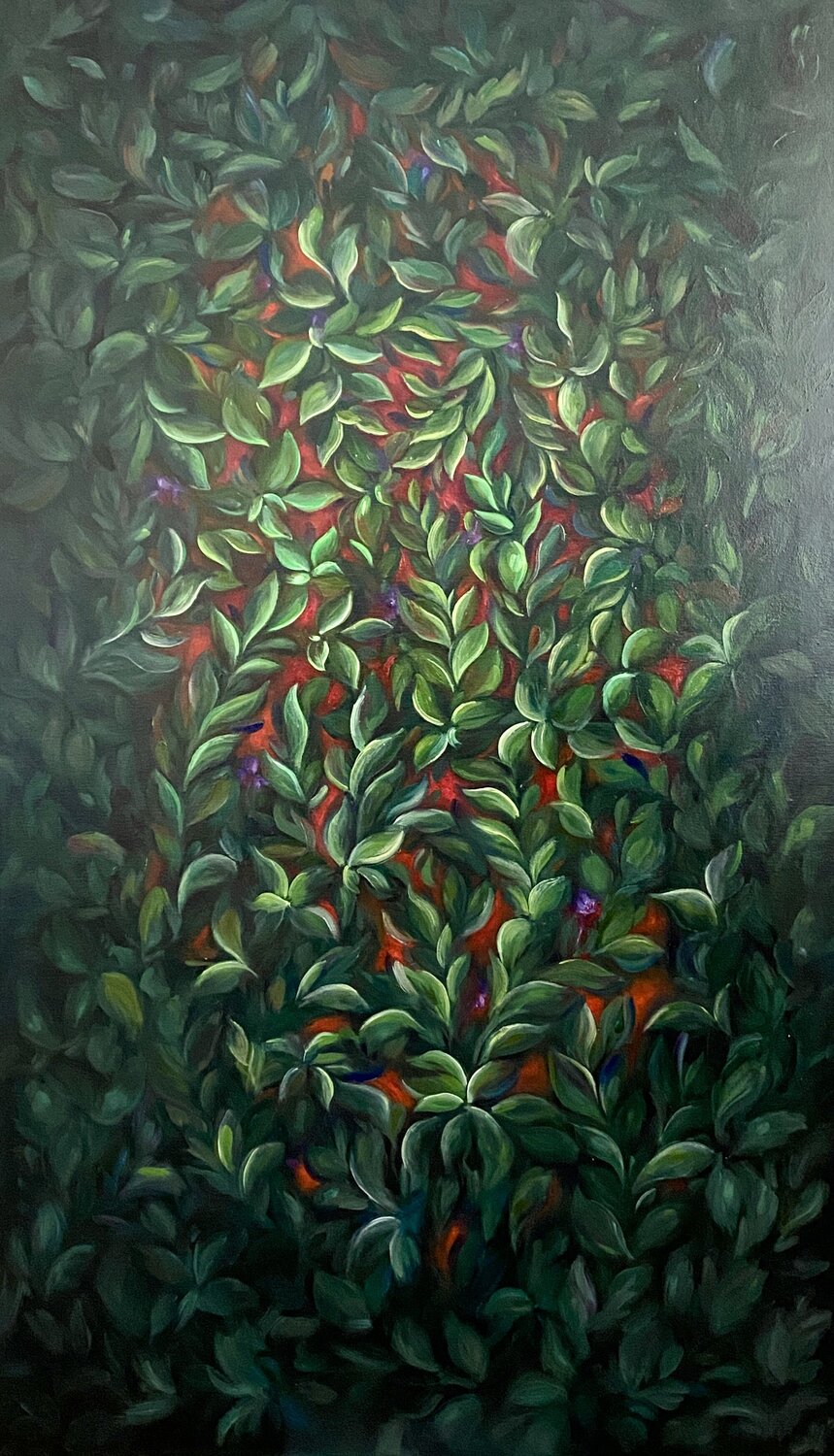 Periwinkle sprouted after the war Yuliia Poraiko Original painting for sale