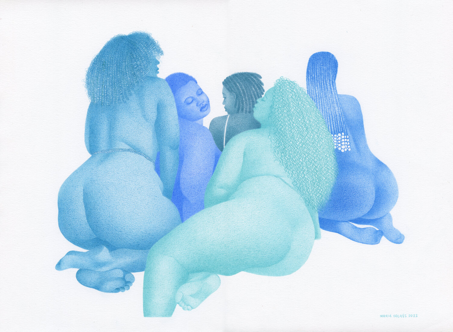 Blue sisters Marie Casaÿs Drawing for sale