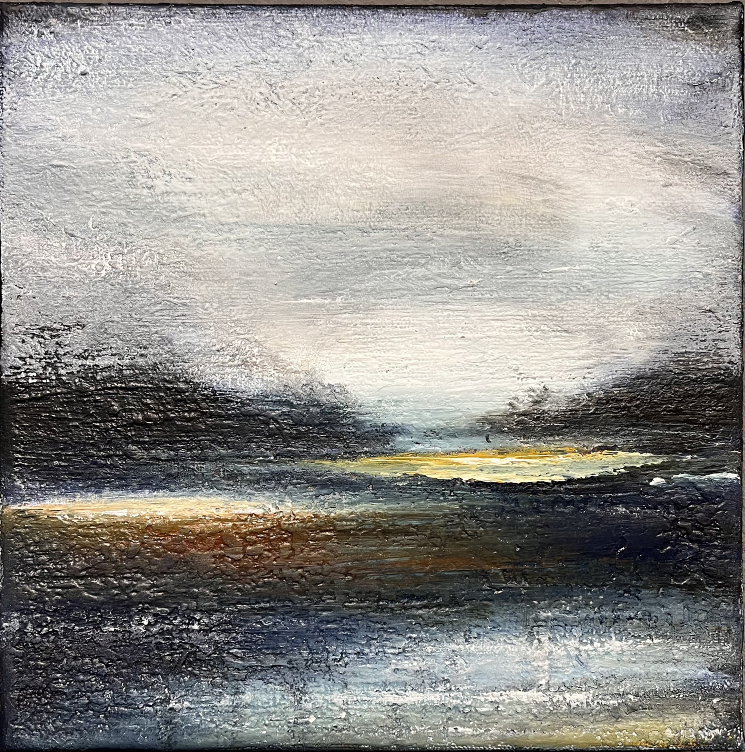 Lakeside with Tree Line Farnoosh Ashrafi Original painting for sale