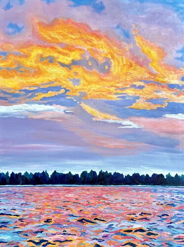 Singapore Pink Sunset #2 by Margarita Buttenmueller, Painting for Sale on Select