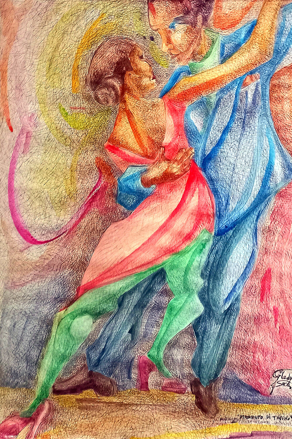 'Momento di Tango' Gladys Sica Drawing for sale