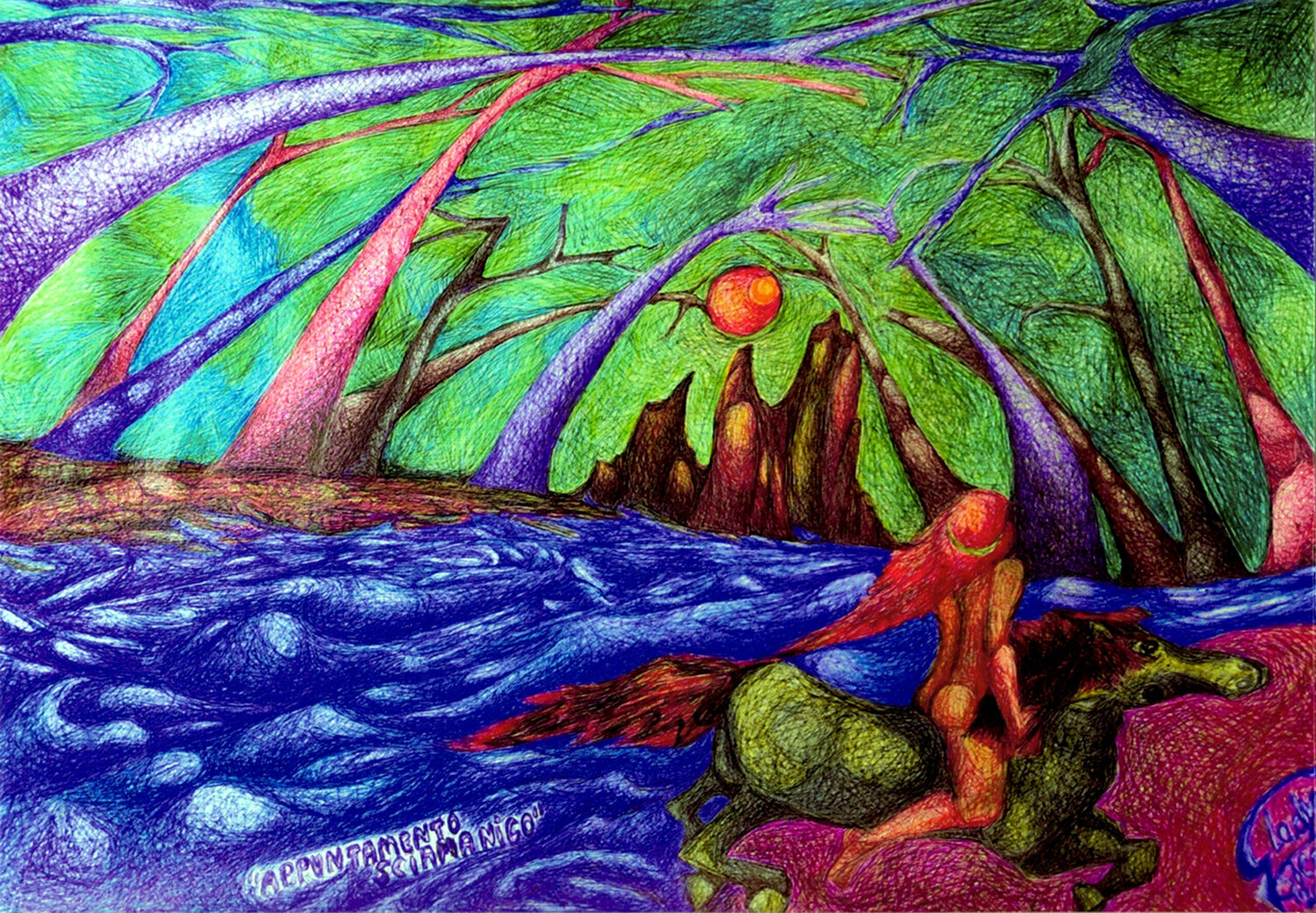 "Appuntamento sciamanico" Gladys Sica Drawing for sale